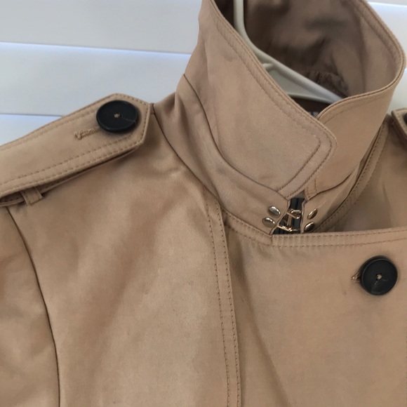 Zara Trench Coat Faux Suede Belted Pockets Buckled Sleeves Size XS - Picture 7 of 17